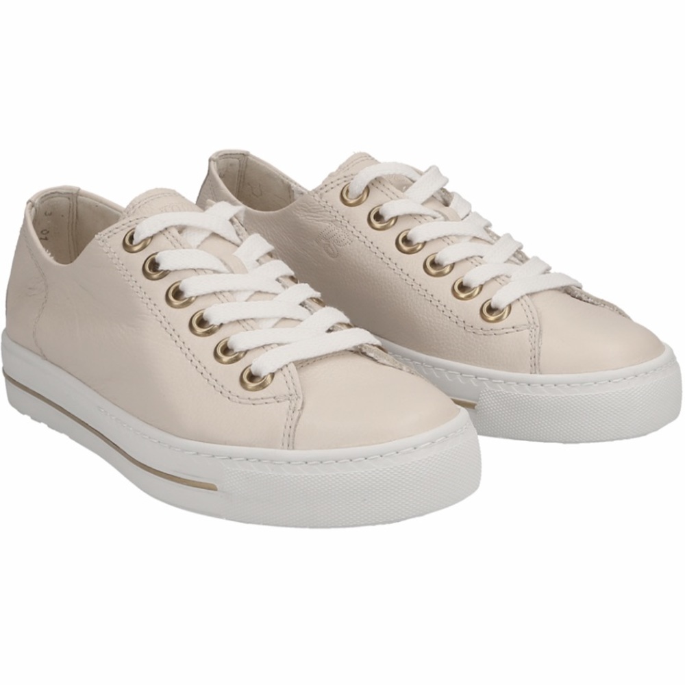 Women's Lace Up Sneakers. Beige Leather. Never worn - Picture 6 of 12